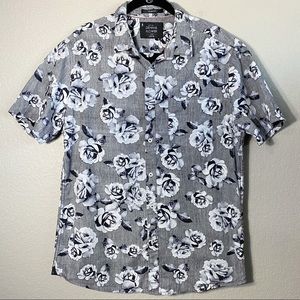 Denim & Flower Gray Flower Print Button Up Shirt